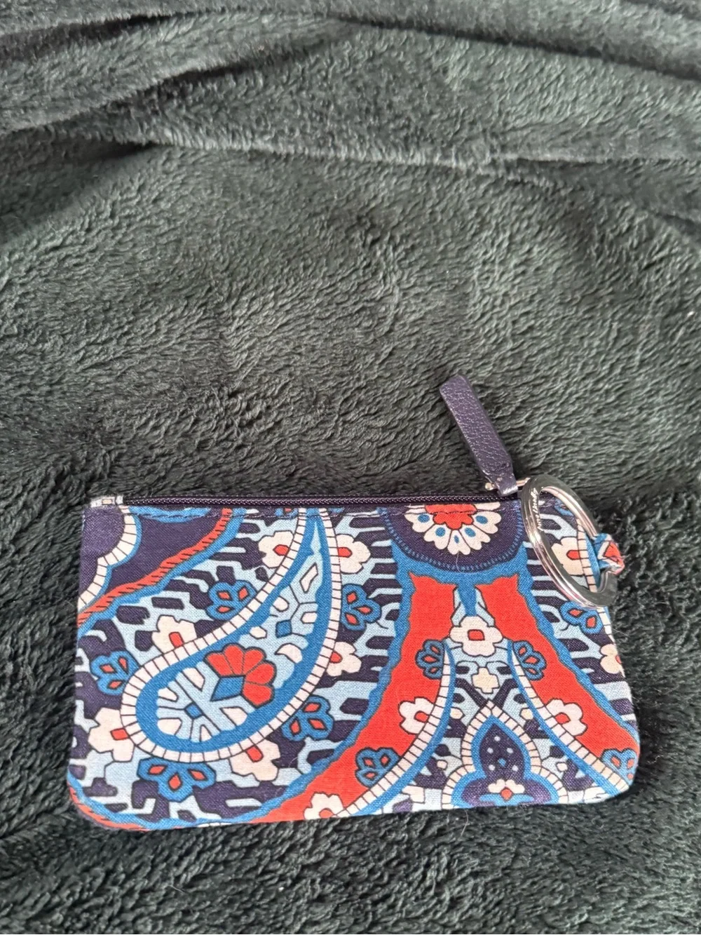 Vera Bradley Blue Card Holder Keyring with ID Window